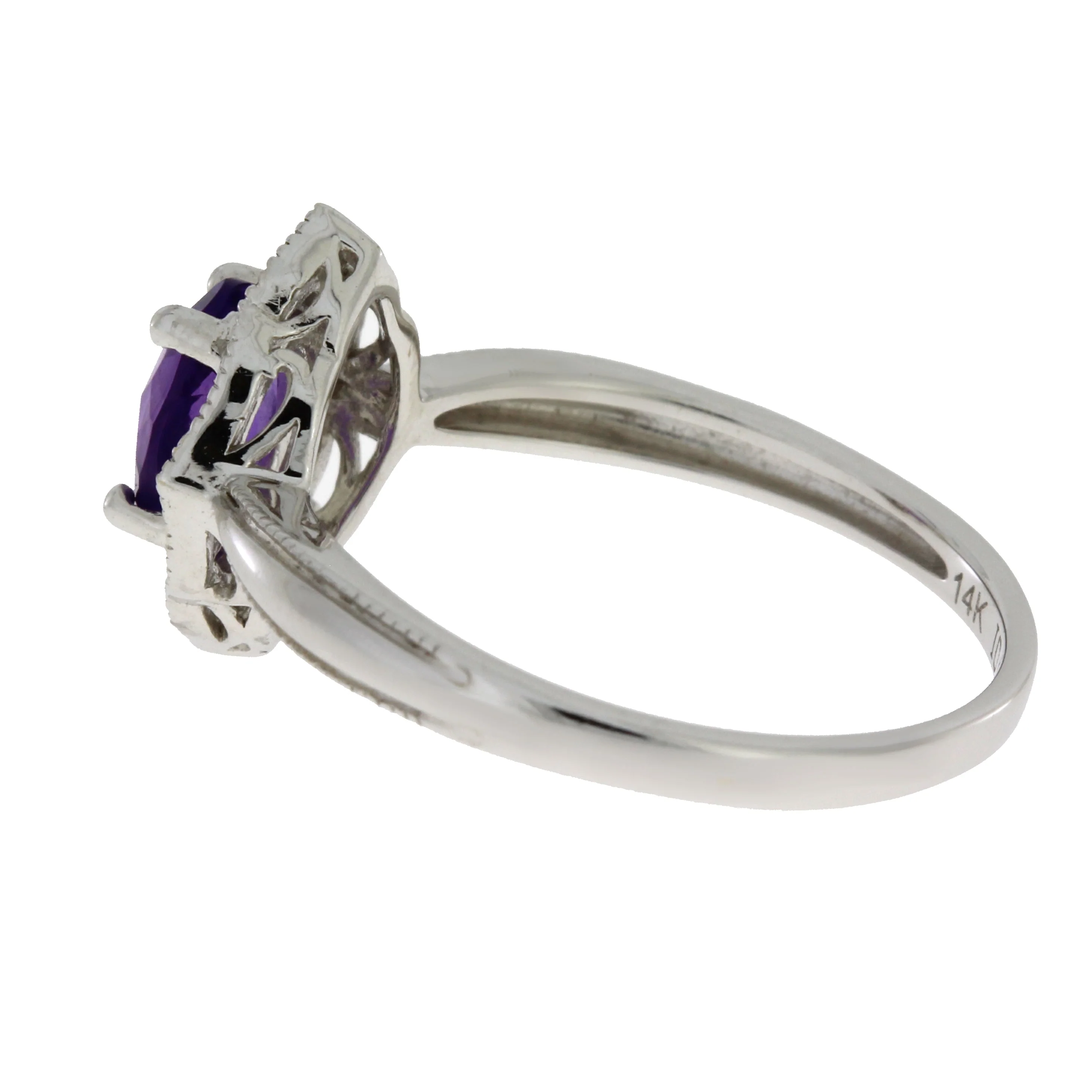1.06ct Amethyst Diamond Ring 14KT White Gold - Image 2