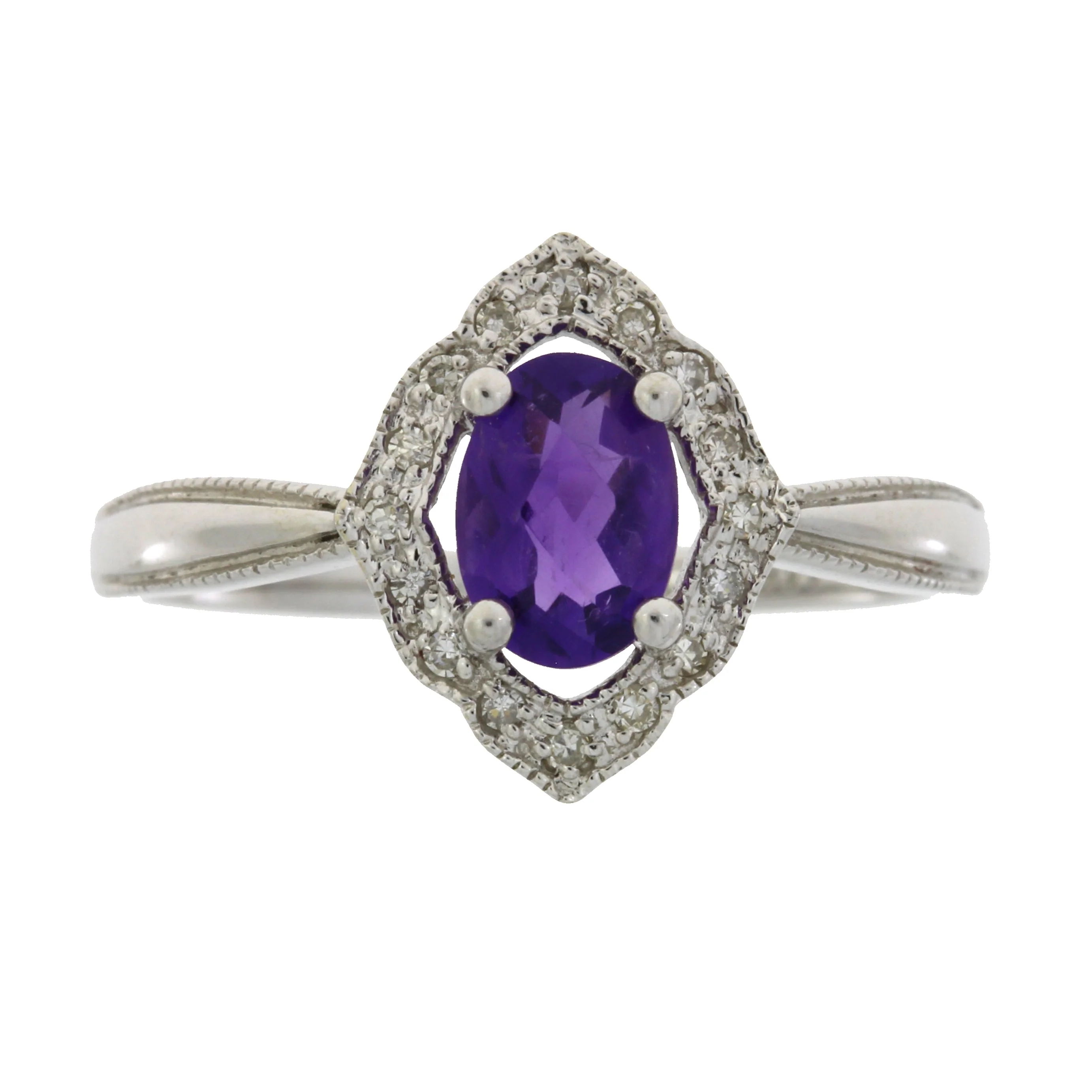 1.06ct Amethyst Diamond Ring 14KT White Gold - Image 3