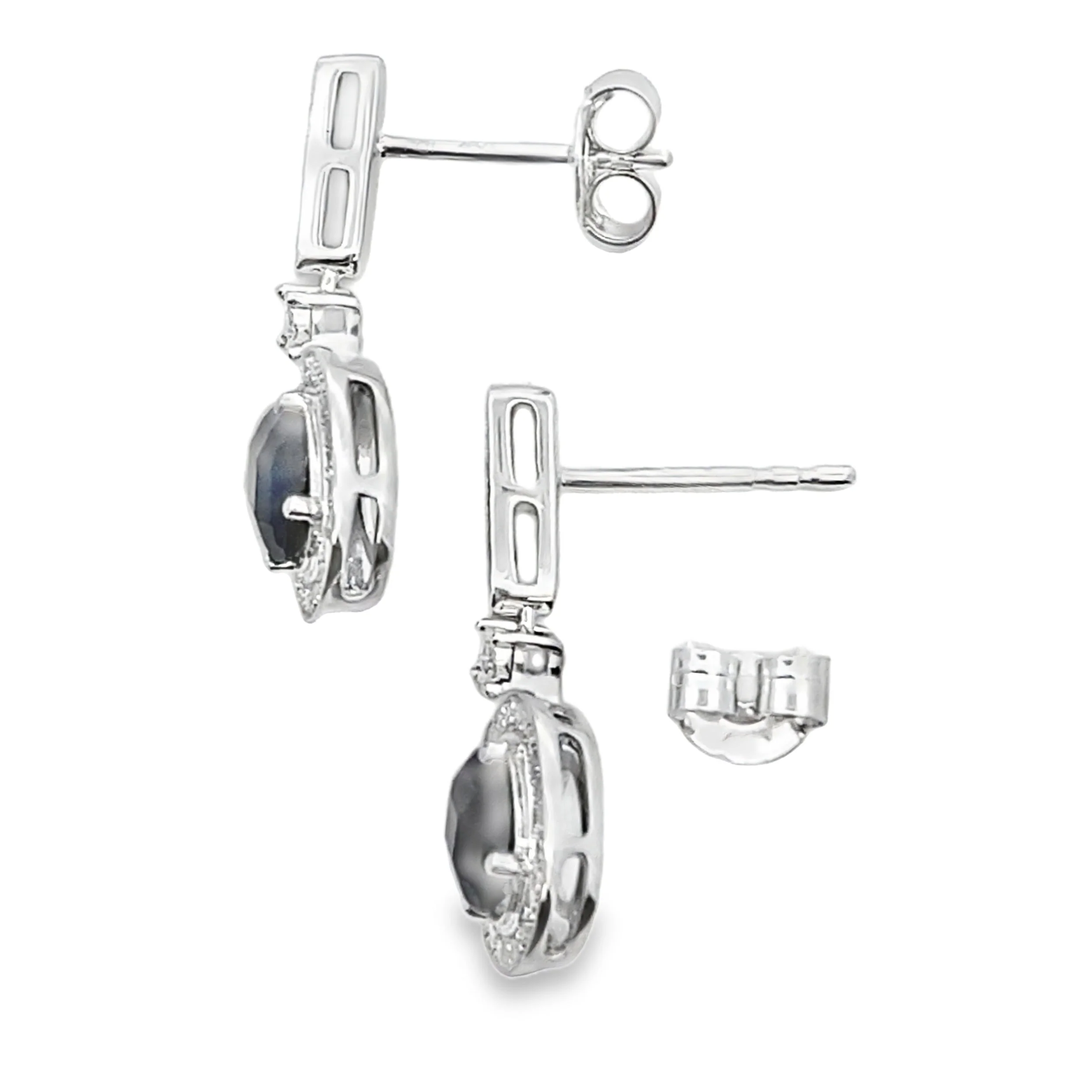 1.06ct Onyx Diamond Dangle Earrings 10KT White Gold - Image 2