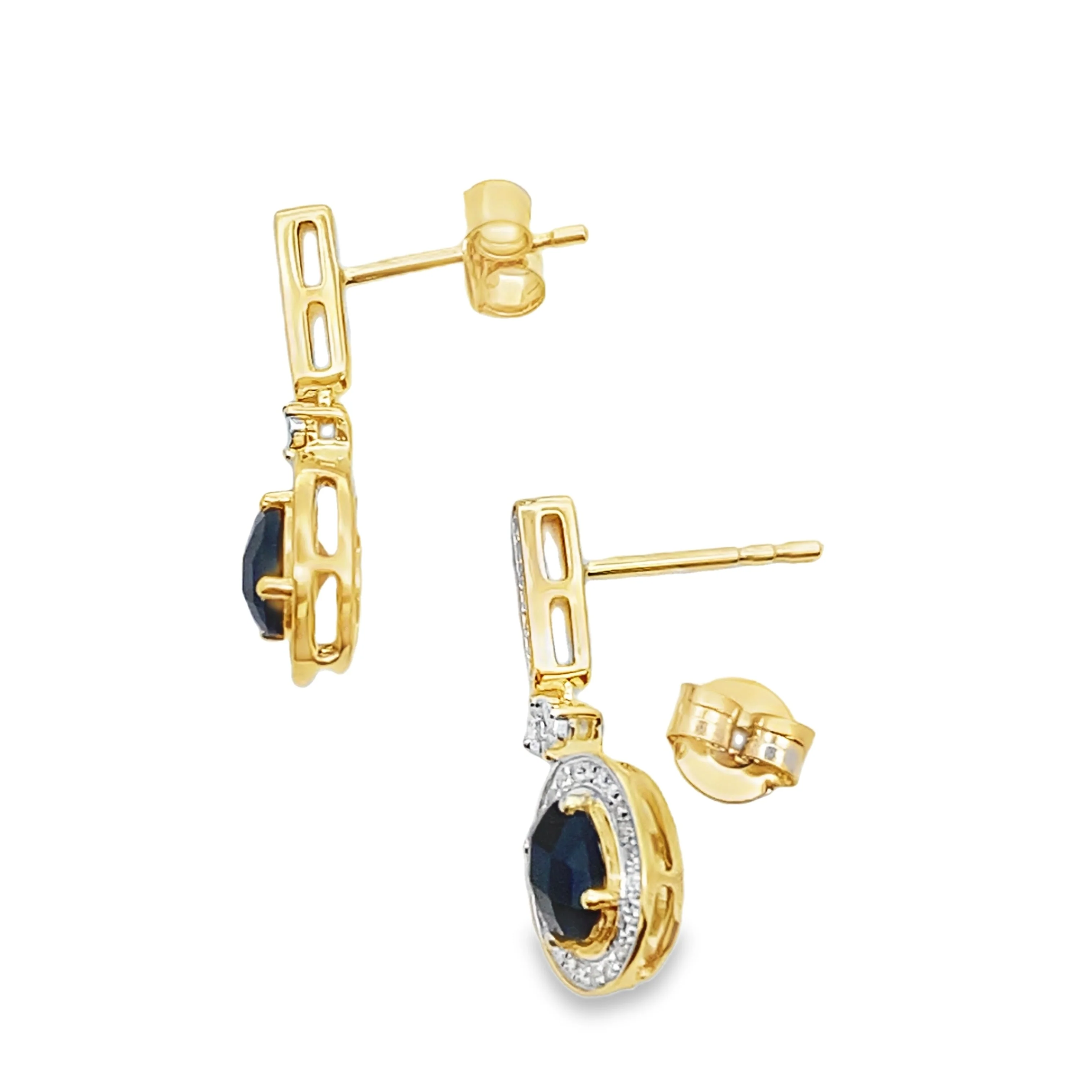 1.06ct Onyx Diamond Dangle Earrings 10KT Yellow Gold - Image 2