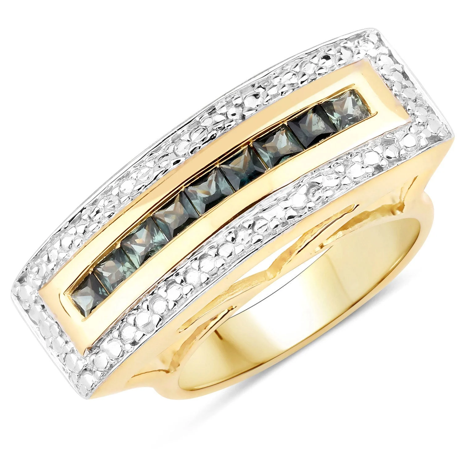 1.08 Carat Genuine Green Sapphire .925 Sterling Silver Ring - Image 8