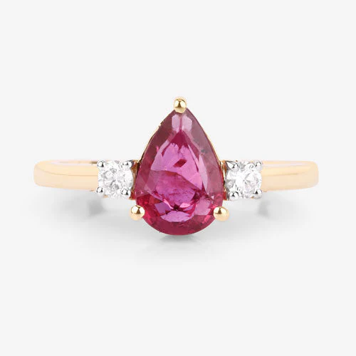 1.08 Carat Genuine Ruby and White Diamond 14K Yellow Gold Ring - Image 8