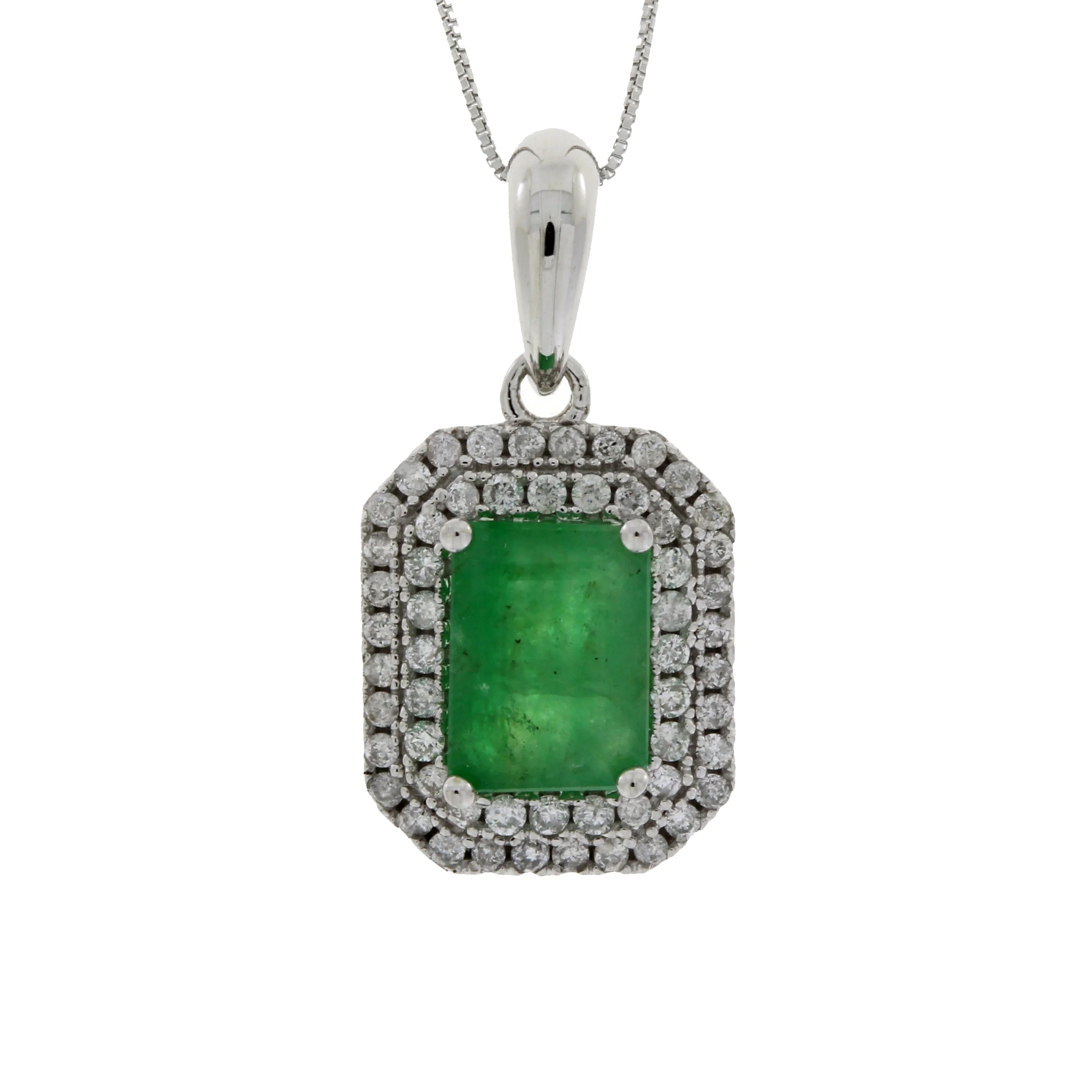 1.08ct Emerald Diamond Fashion Pendants 14KT White Gold - Image 4