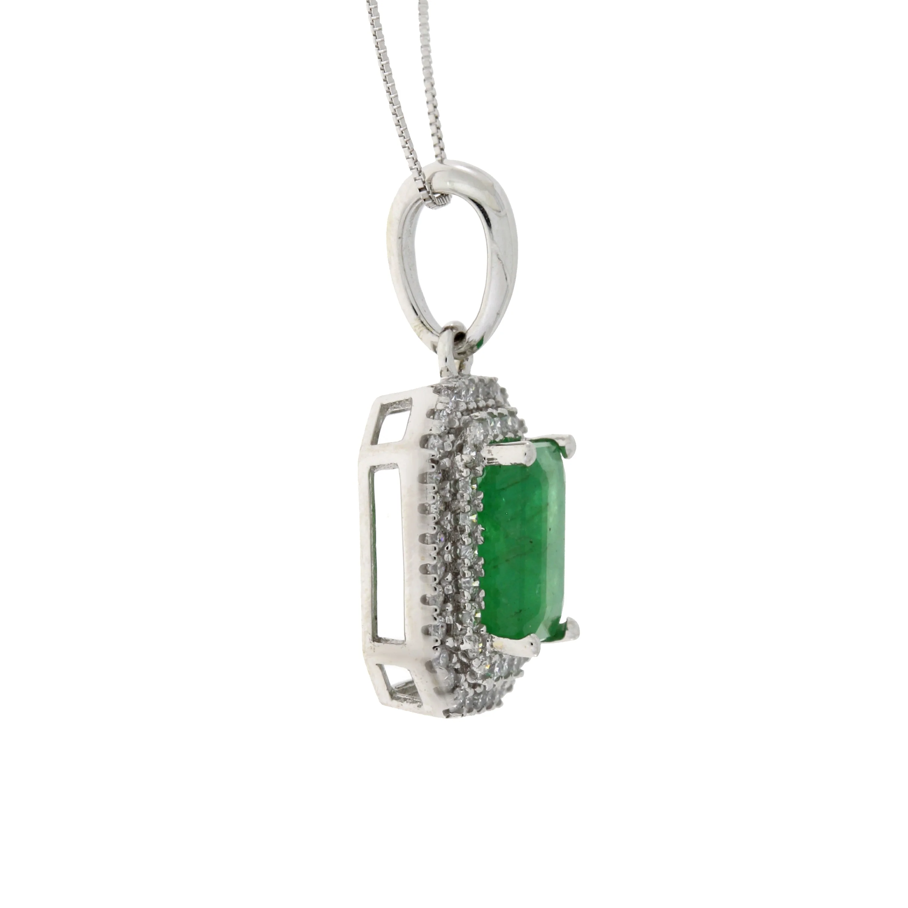 1.08ct Emerald Diamond Fashion Pendants 14KT White Gold - Image 5