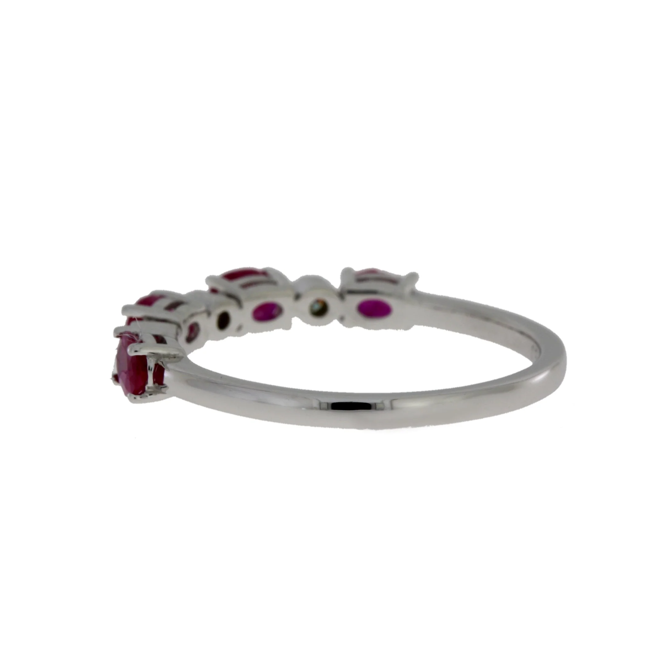 1.08ct Ruby Diamond Fashion band rings 14KT White Gold - Image 2