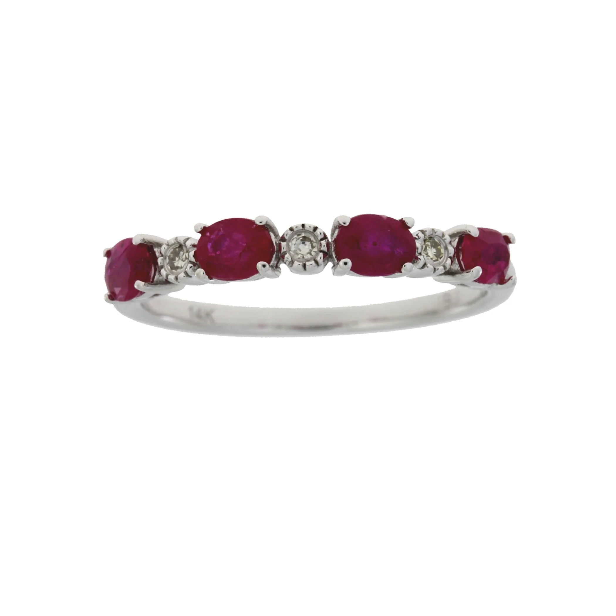 1.08ct Ruby Diamond Fashion band rings 14KT White Gold - Image 3