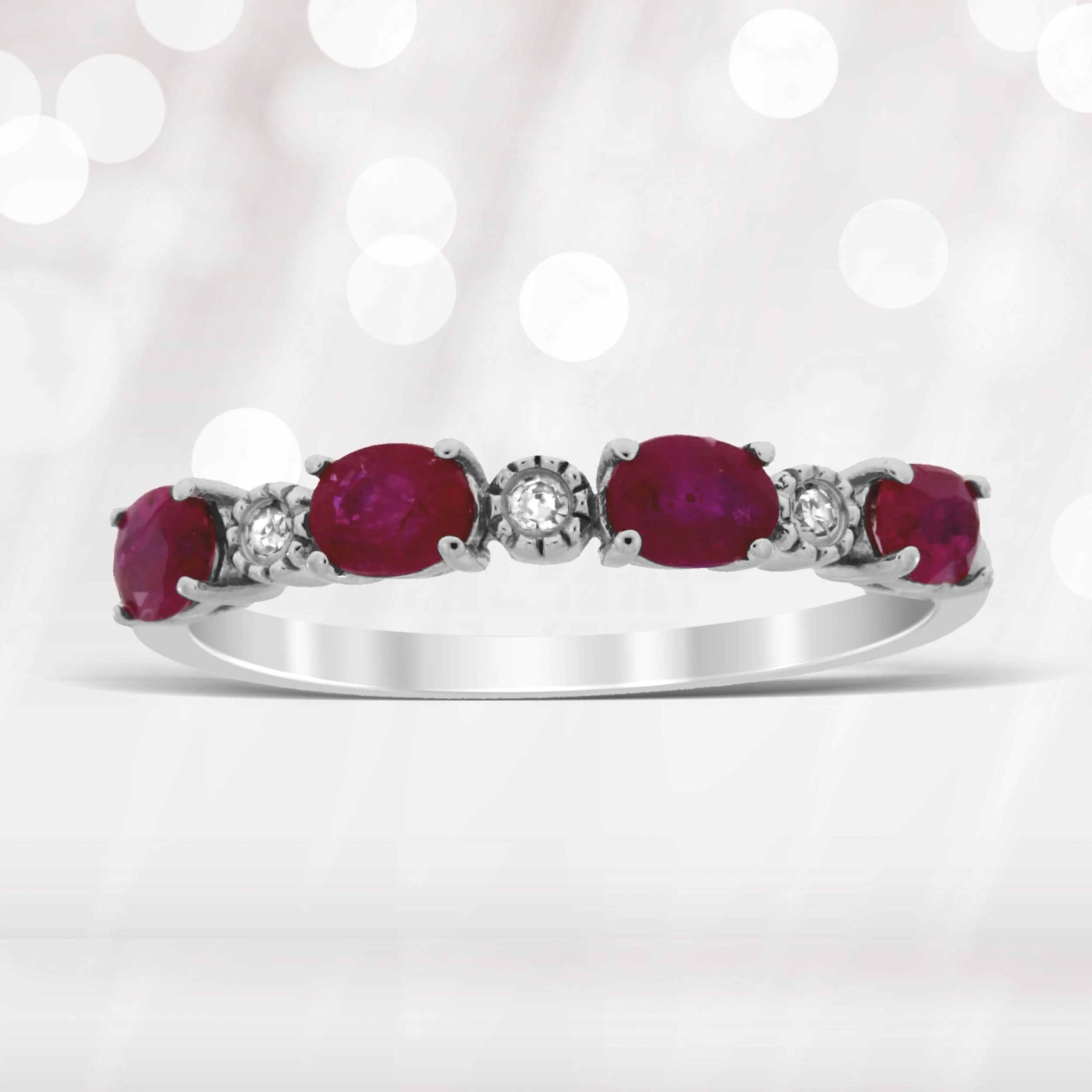 1.08ct Ruby Diamond Fashion band rings 14KT White Gold - Image 4