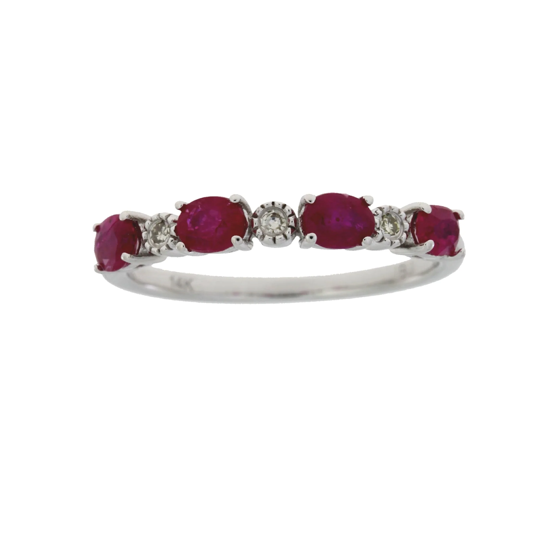 1.08ct Ruby Diamond Fashion band rings 14KT White Gold - Image 5