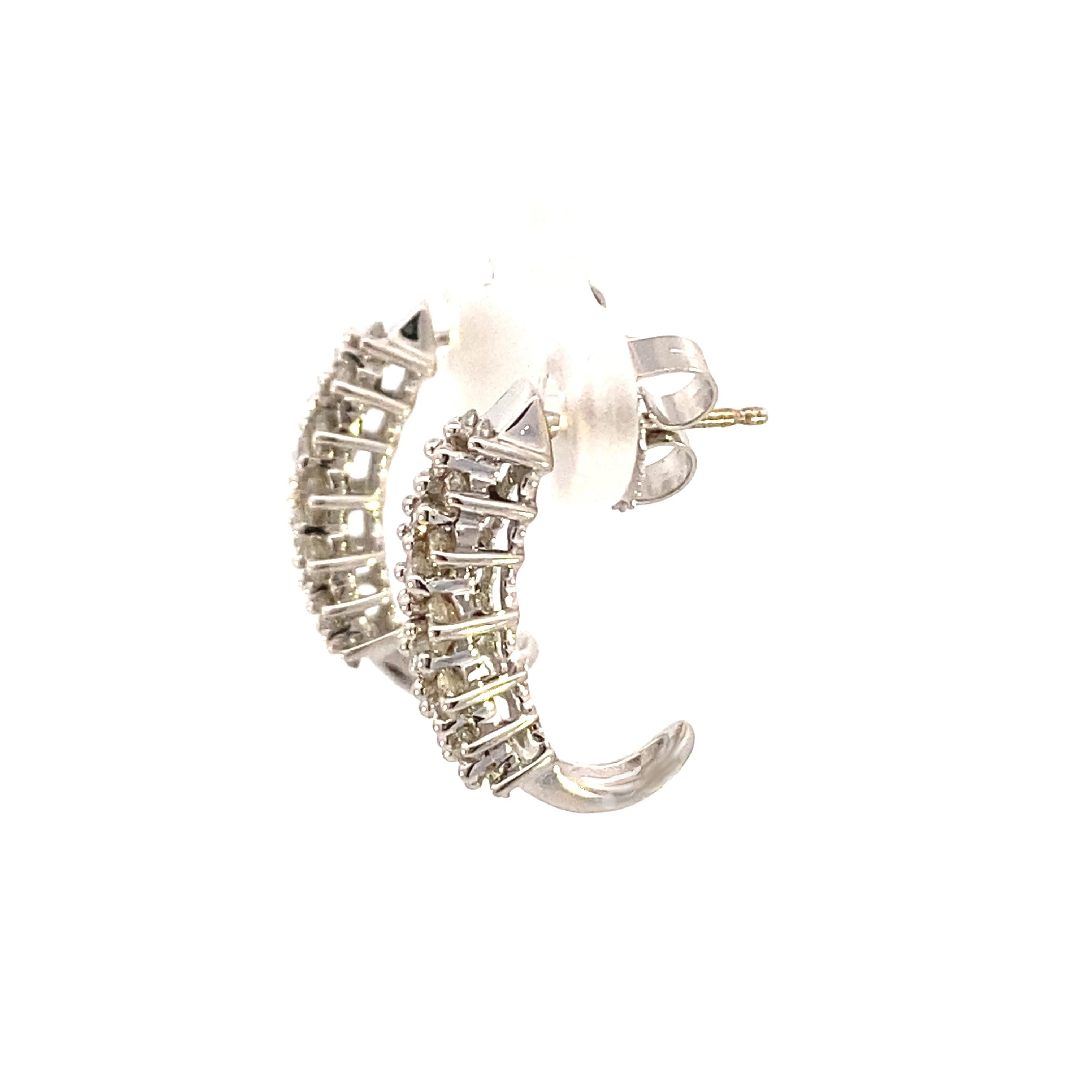 1.09ct Diamond Diamond Hoop Earrings 14KT White Gold - Image 5