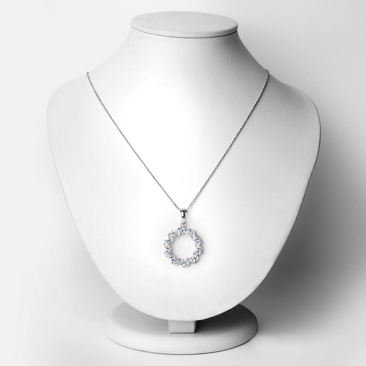 1.10 Carat Genuine Aquamarine and White Topaz .925 Sterling Silver Pendant - Image 2