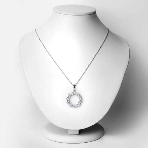 1.10 Carat Genuine Aquamarine and White Topaz .925 Sterling Silver Pendant - Image 6