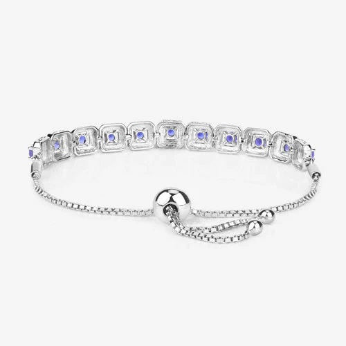 1.10 Carat Genuine Tanzanite .925 Sterling Silver Bracelet - Image 12