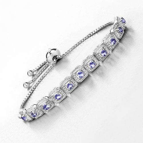 1.10 Carat Genuine Tanzanite .925 Sterling Silver Bracelet - Image 7