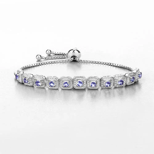 1.10 Carat Genuine Tanzanite .925 Sterling Silver Bracelet - Image 8