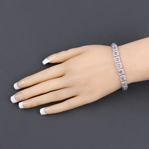 1.10 Carat Genuine Tanzanite .925 Sterling Silver Bracelet - Image 9
