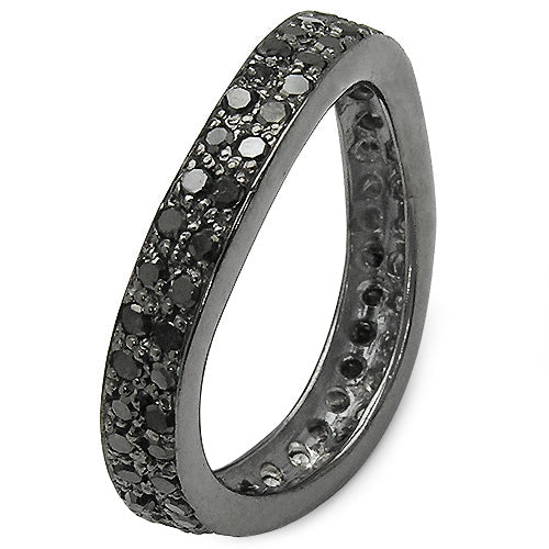 1.11 Carat Genuine Black Diamond .925 Sterling Silver Ring - Image 2