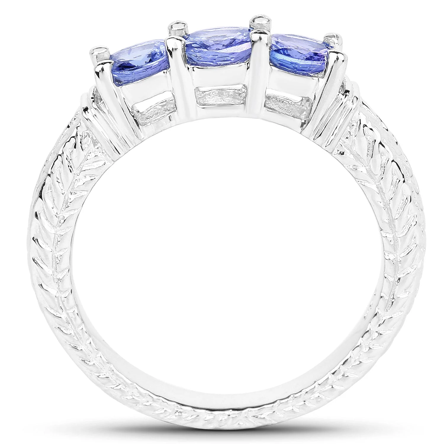 1.11 Carat Genuine Tanzanite .925 Sterling Silver Ring - Image 2