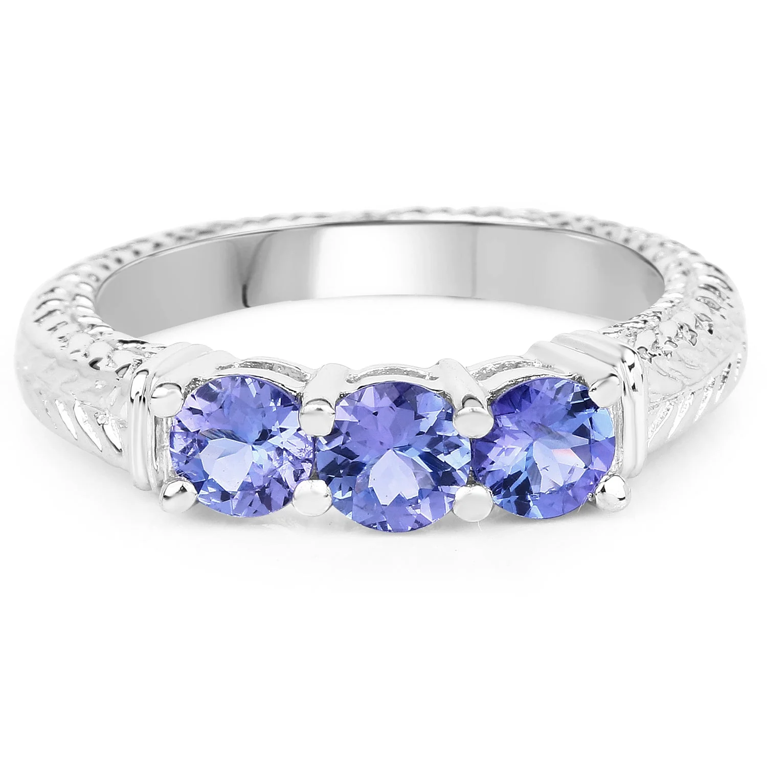 1.11 Carat Genuine Tanzanite .925 Sterling Silver Ring - Image 3