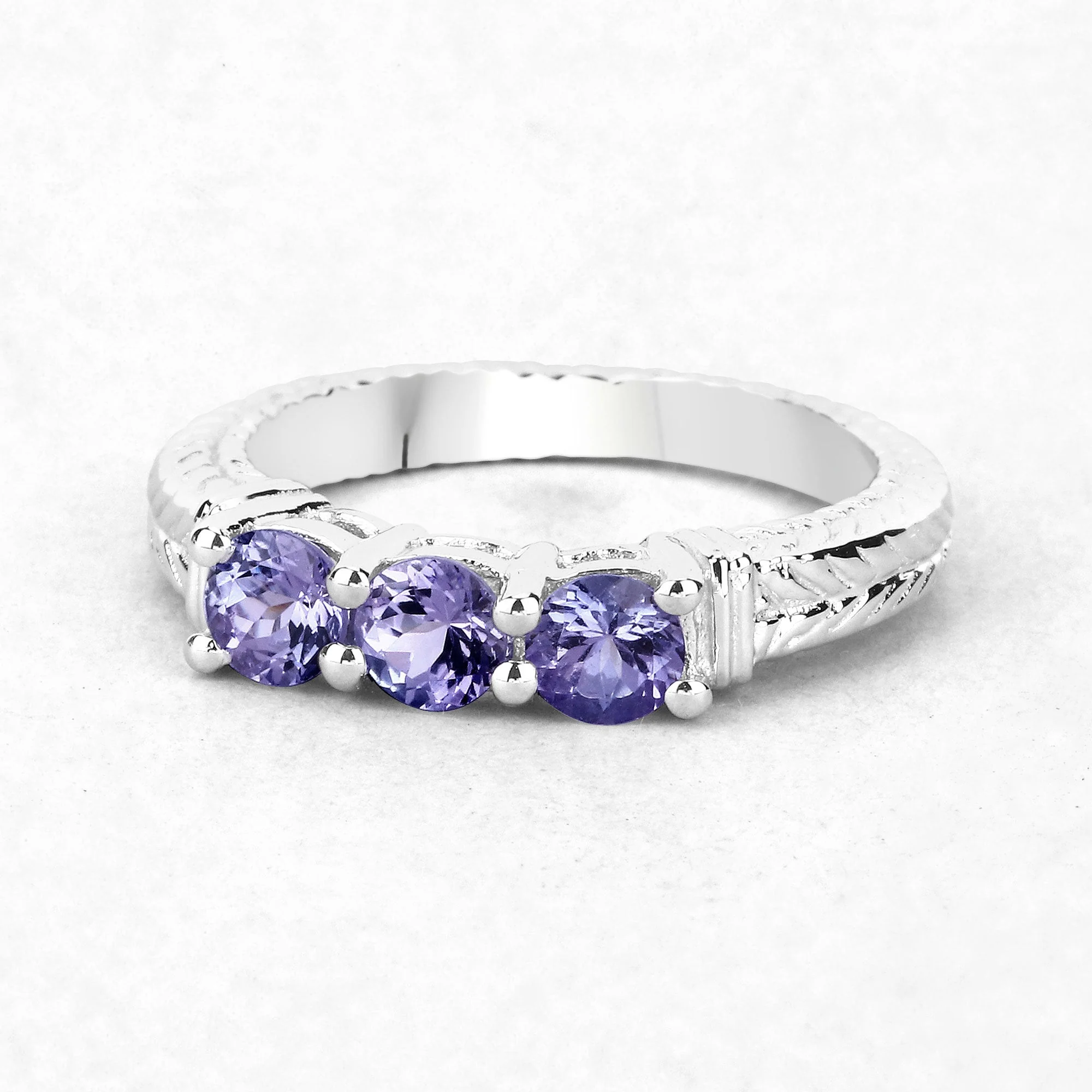 1.11 Carat Genuine Tanzanite .925 Sterling Silver Ring - Image 4