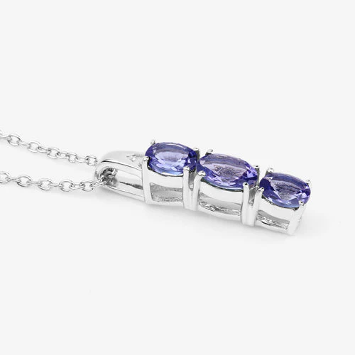1.11 Carat Genuine Tanzanite and White Diamond .925 Sterling Silver Pendant - Image 11