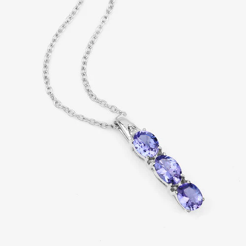 1.11 Carat Genuine Tanzanite and White Diamond .925 Sterling Silver Pendant - Image 12