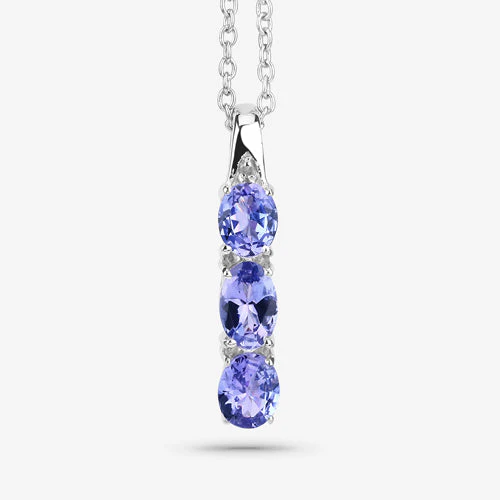 1.11 Carat Genuine Tanzanite and White Diamond .925 Sterling Silver Pendant - Image 13