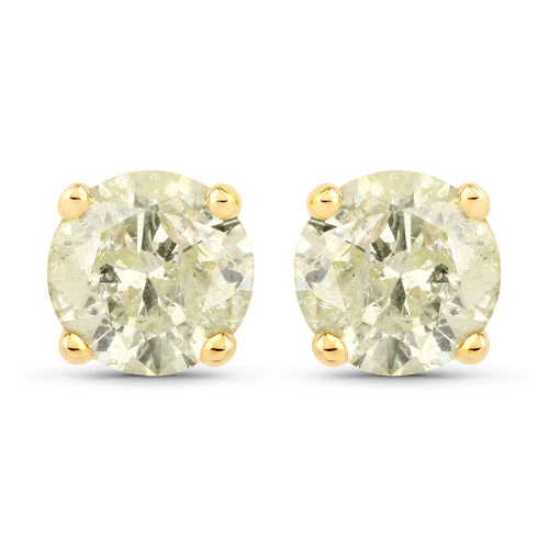 1.12 Carat Genuine LB Diamond 14K Yellow Gold Earrings - Image 2