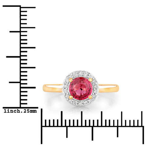 1.12 Carat Genuine Ruby and White Diamond 14K Yellow Gold Ring - Image 3