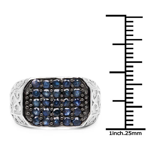 1.13 Carat Genuine Blue Sapphire .925 Sterling Silver Ring - Image 6