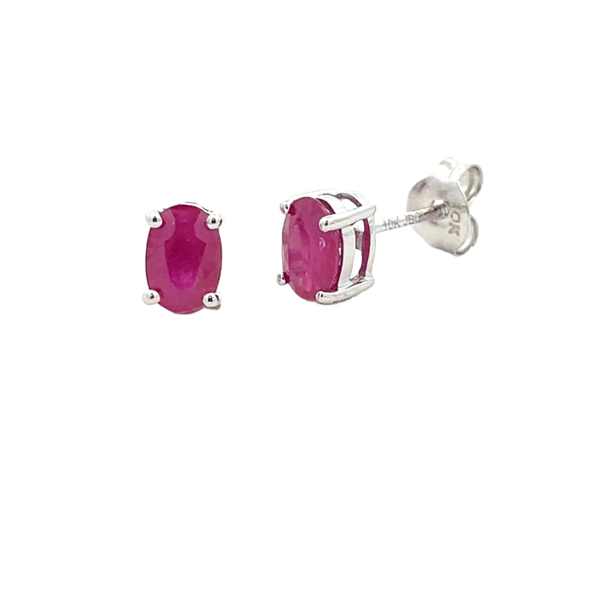 1.14ct Ruby Stud Earrings 10KT White Gold - Image 3