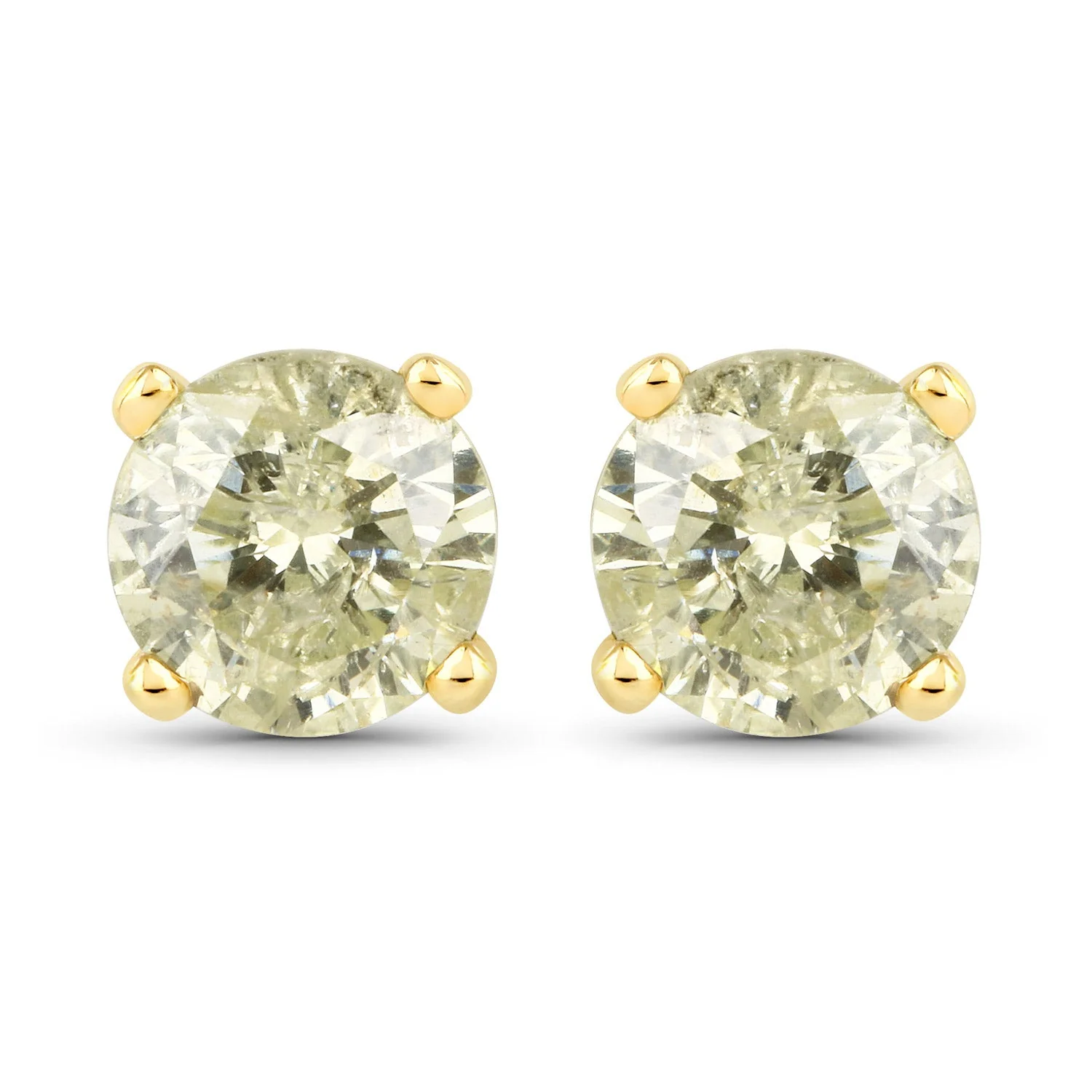 1.15 Carat Genuine LB Diamond 14K Yellow Gold Earrings