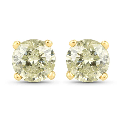 1.15 Carat Genuine LB Diamond 14K Yellow Gold Earrings - Image 2