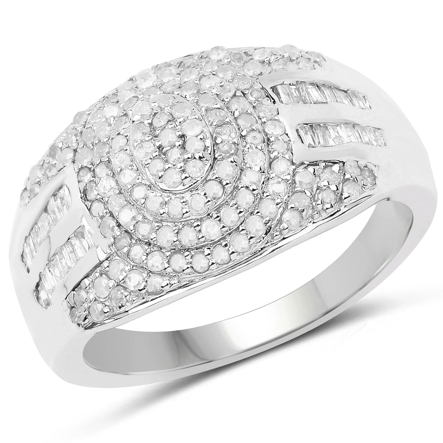 1.15 Carat Genuine White Diamond .925 Sterling Silver Ring