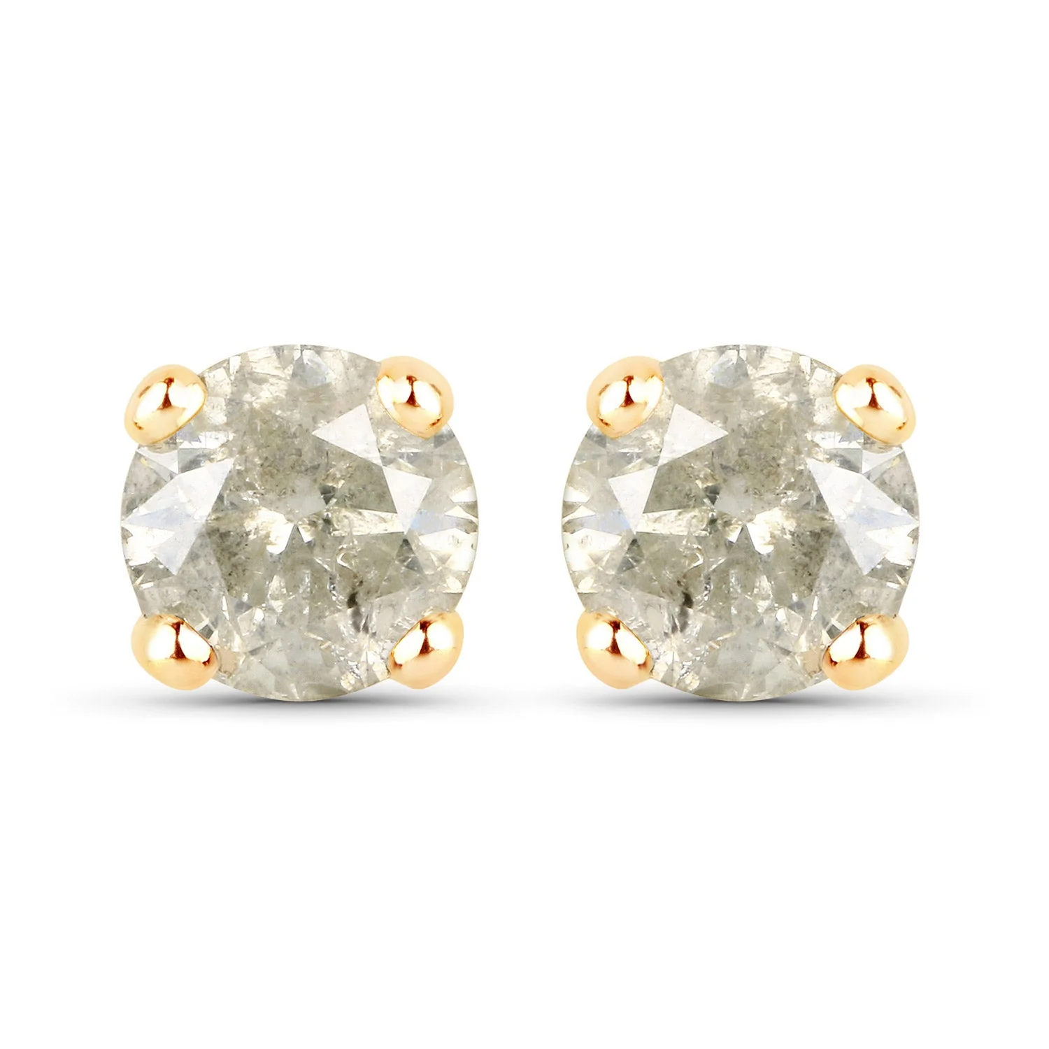 1.16 Carat Genuine LB Diamond 14K Yellow Gold Earrings