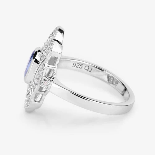1.17 Carat Genuine Tanzanite and White Topaz .925 Sterling Silver Ring - Image 13