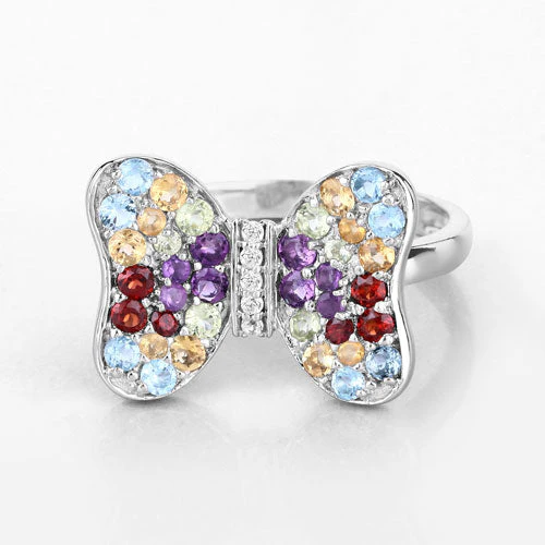 1.18 Carat Genuine Multi Stones .925 Sterling Silver Ring - Image 8