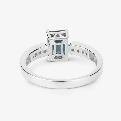 1.19 Carat Genuine Green Tourmaline and White Diamond 14K White Gold Ring - Image 13