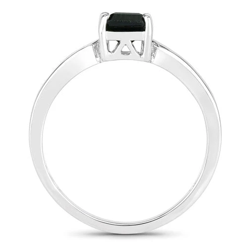 1.19 Carat Genuine Green Tourmaline and White Diamond 14K White Gold Ring - Image 6