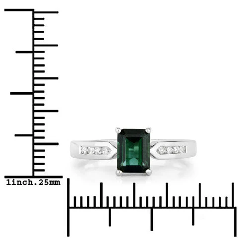 1.19 Carat Genuine Green Tourmaline and White Diamond 14K White Gold Ring - Image 7