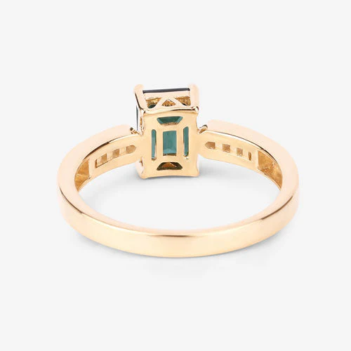 1.19 Carat Genuine Green Tourmaline and White Diamond 14K Yellow Gold Ring - Image 13