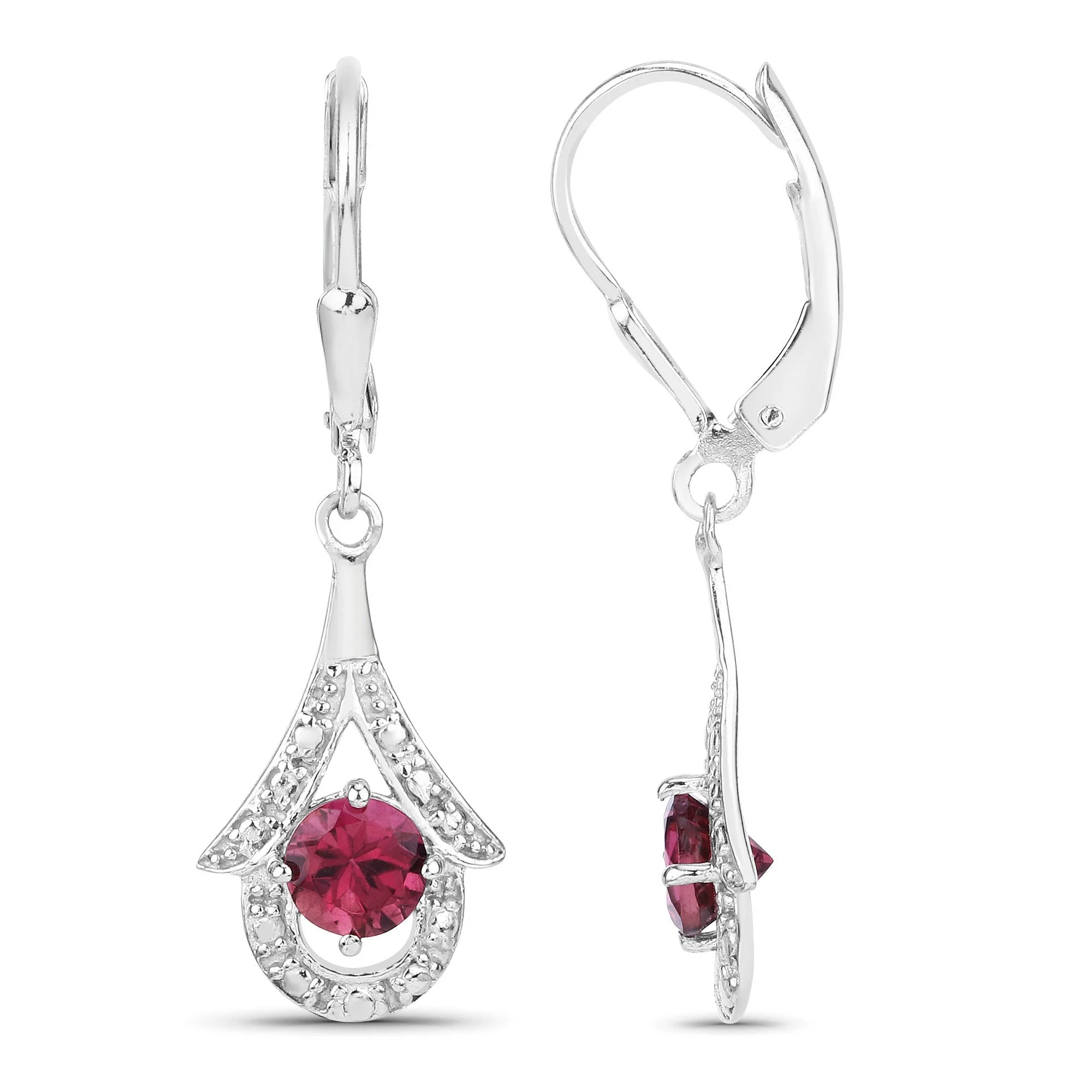 1.20 Carat Genuine Pink Tourmaline .925 Sterling Silver Earrings - Image 2