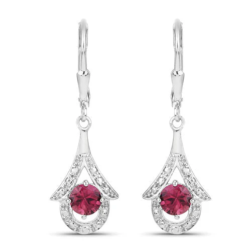 1.20 Carat Genuine Pink Tourmaline .925 Sterling Silver Earrings - Image 3