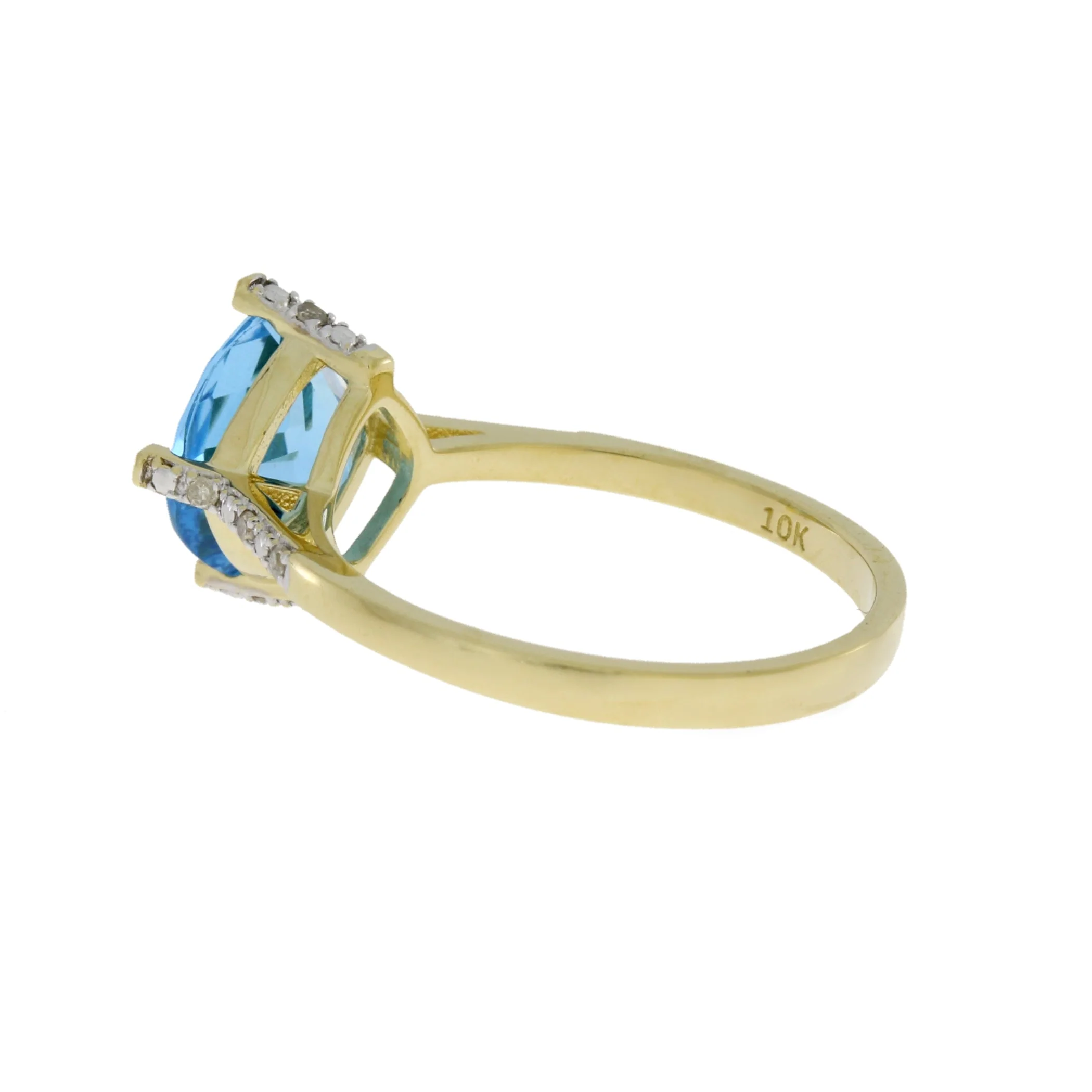 1.20ct Blue Topaz Diamond Ring 10KT Yellow Gold - Image 2