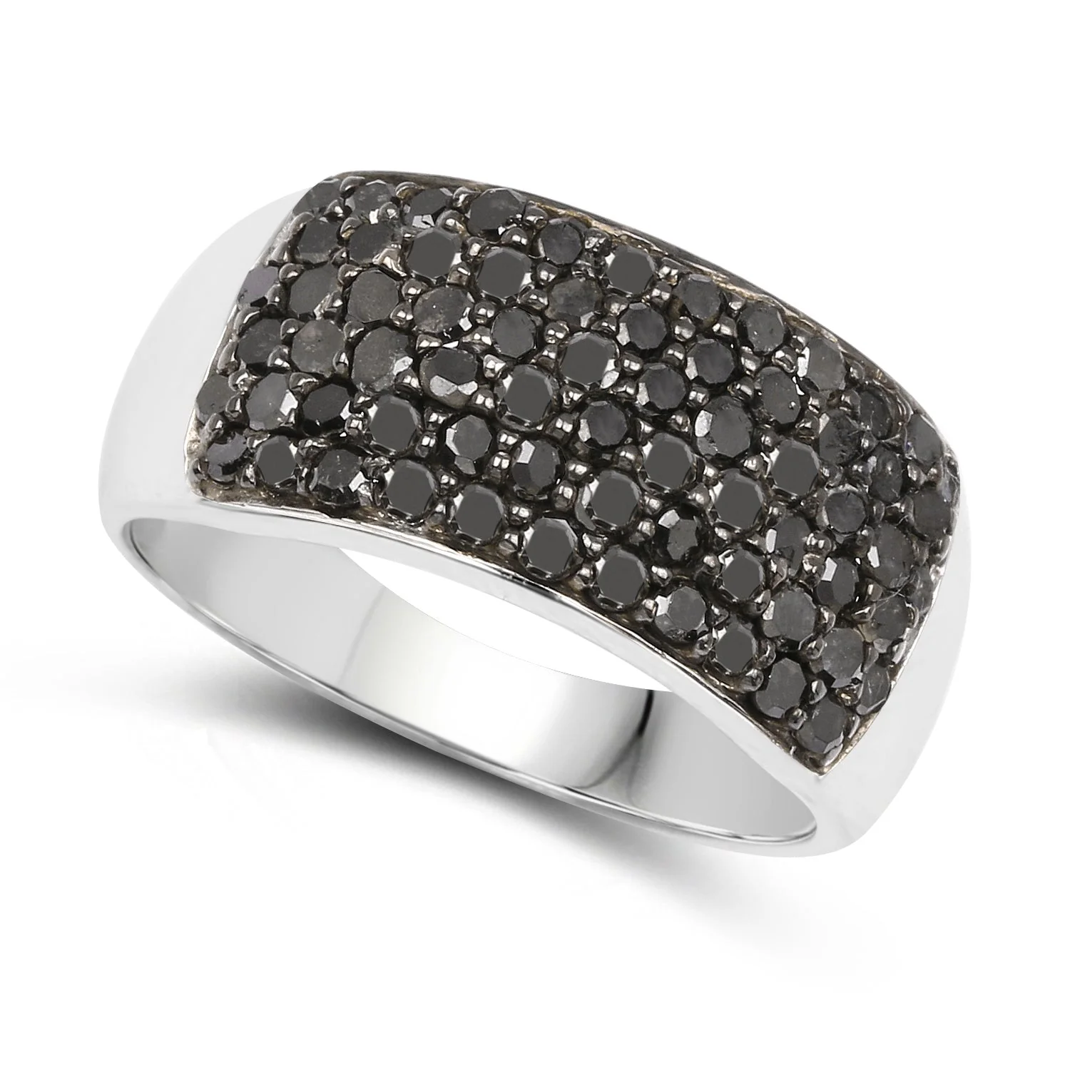 1.21 Carat Genuine Black Diamond .925 Sterling Silver Ring - Image 2