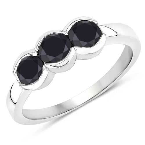 1.22 Carat Genuine Black Diamond .925 Sterling Silver Ring - Image 4