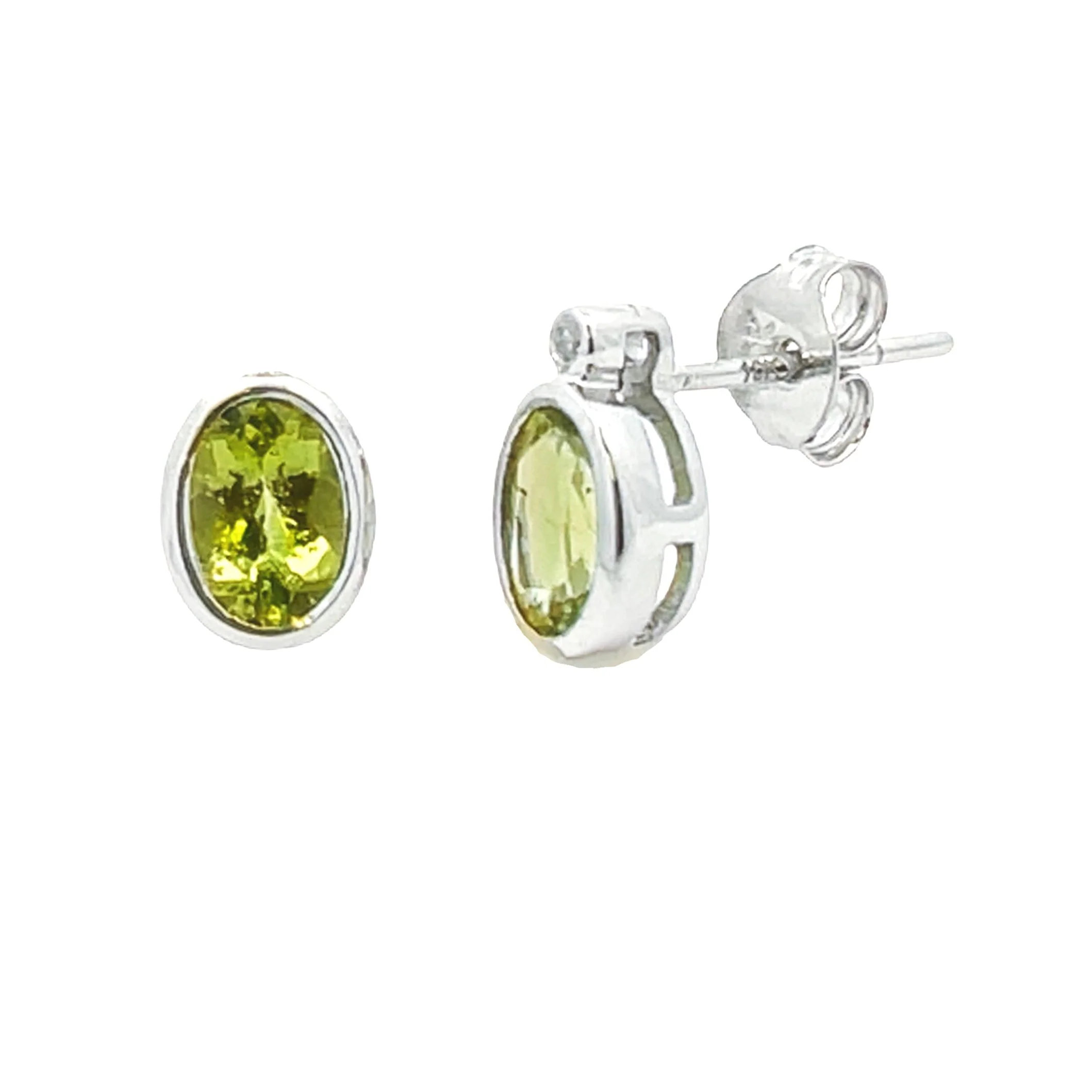 1.23ct Peridot Diamond Stud Earrings 10KT White Gold - Image 2