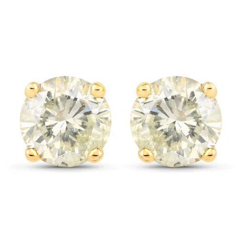 1.24 Carat Genuine LB Diamond 14K Yellow Gold Earrings - Image 2