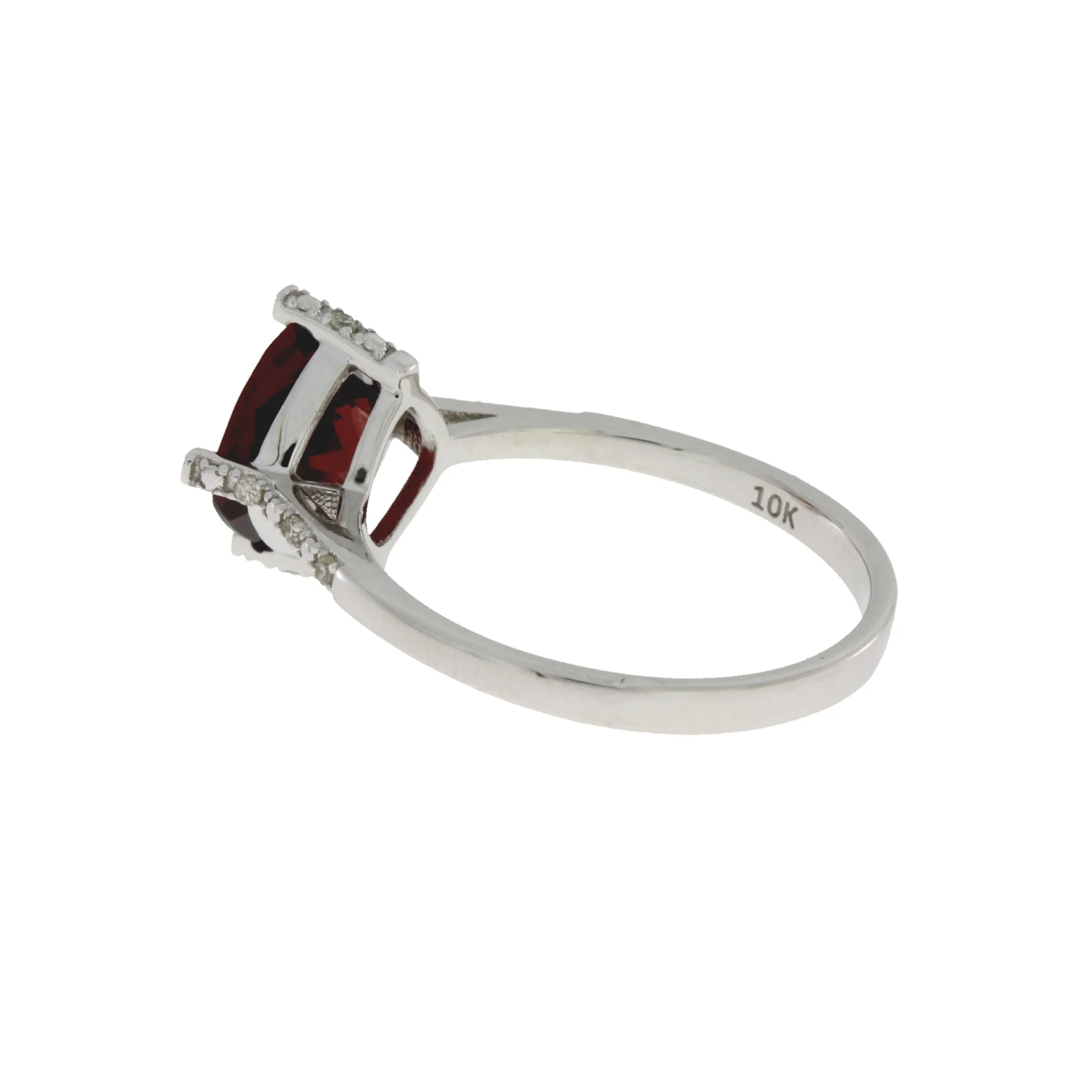 1.25ct Garnet Diamond Ring 10KT White Gold - Image 2