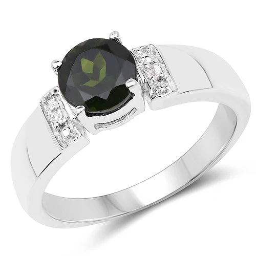 1.29 Carat Genuine Chrome Diopside and White Topaz .925 Sterling Silver Ring - Image 4