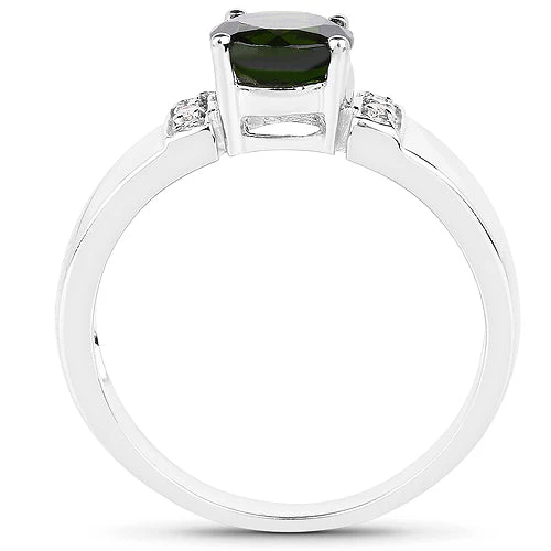 1.29 Carat Genuine Chrome Diopside and White Topaz .925 Sterling Silver Ring - Image 5